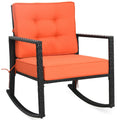 Patio Rattan Rocker Outdoor Glider Rocking Chair Cushion Lawn-Orange