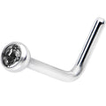 20G Black L-Shaped Nose Ring Created with Crystals