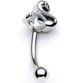 16G 5/16 Clear CZ Gem Sleek Swan Curved Eyebrow Ring