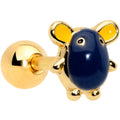 16G 1/4 Gold Tone Black Mouse Cartilage Tragus Earring