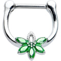 16G 5/16 Green Gem Textured Pot Leaf Cartilage Clicker