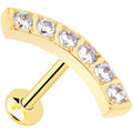 18G 1/4 CZ Gold PVD Stainless Steel Threadless Curved Push In Cartilage Labret