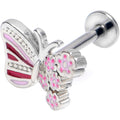16G 5/16 Flowery Butterfly Pink Labret Monroe Tragus