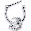16G 5/16 Clear CZ Gem Moon Lover Cartilage Clicker