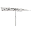 15 Feet Double-Sized Patio Umbrella with Crank Handle and Vented Tops-Beige