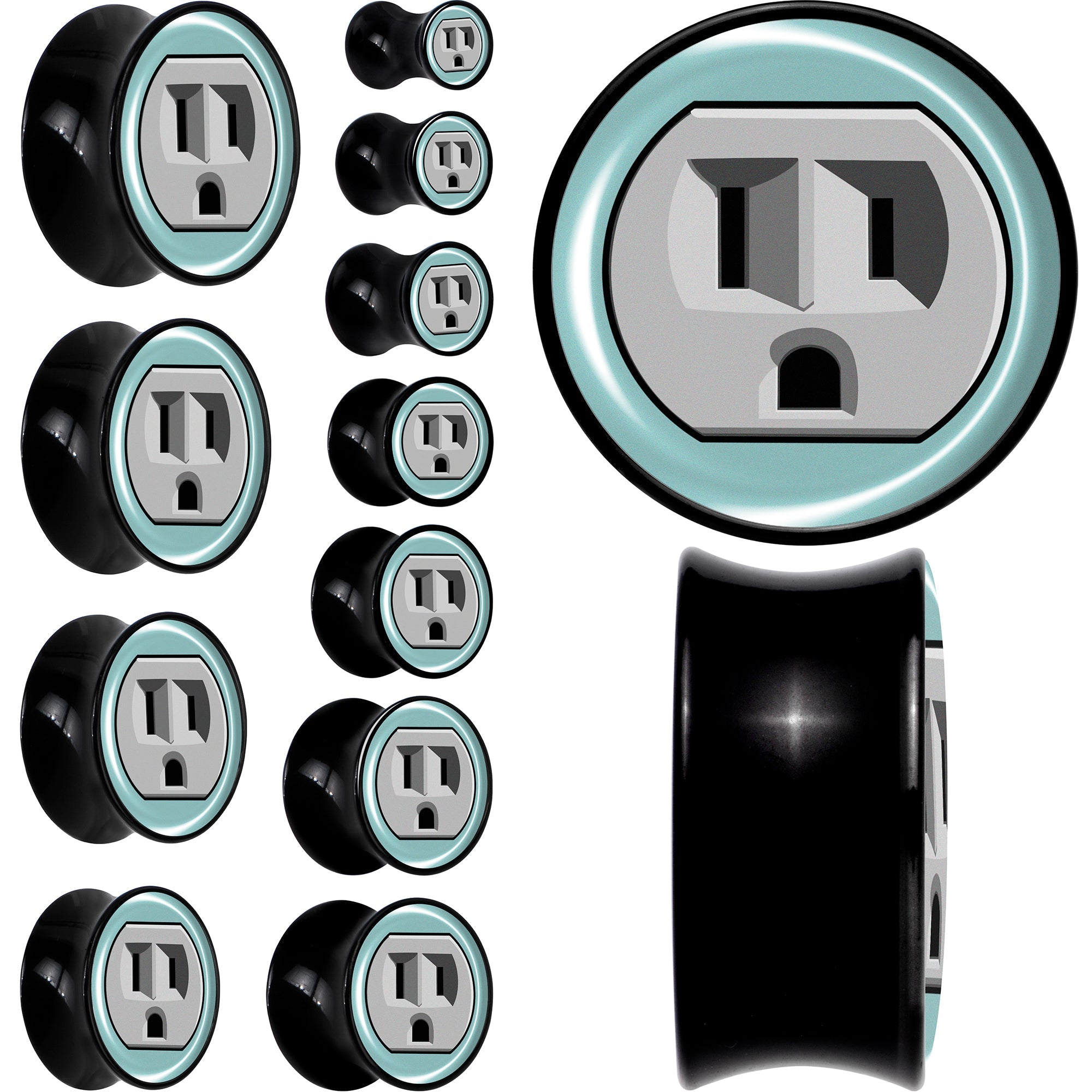 0G Frowning Plug OutletBlack Acrylic Saddle Plug Set by Onyx O