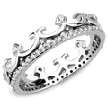 DA267 - High polished (no plating) Stainless Steel Ring with AAA Grade CZ in Clear