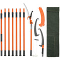 Manual Pole Saw, 7.3-27 ft Extendable Tree Pruner, Sharp Steel Blade and Scissors High Branches Trimming, Branch Trimmer with Lightweight 8 Fiberglass Handles, for Pruning Palms and Shrubs